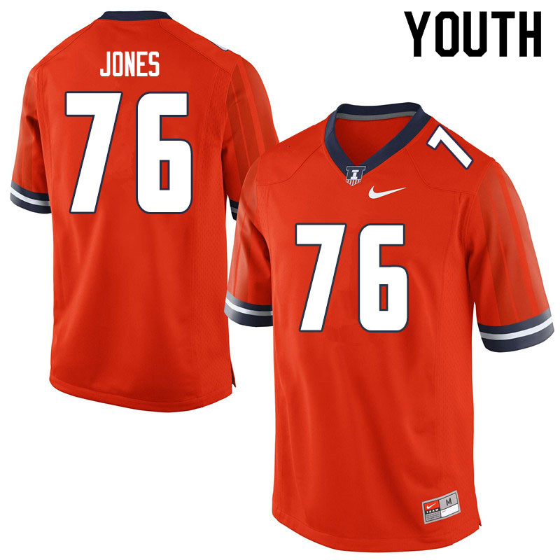 Youth #76 Brevyn Jones Illinois Fighting Illini College Football Jerseys Sale-Orange